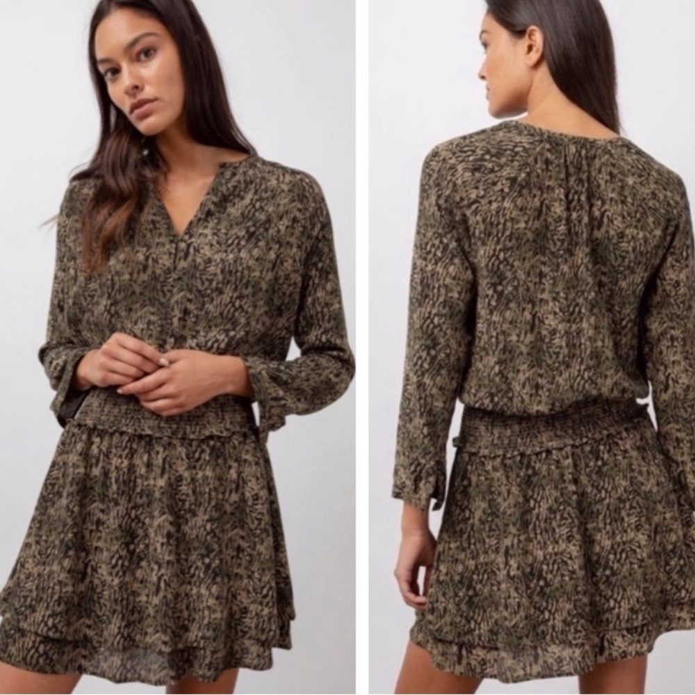 Rails Jasmine Tiered Mini Dress in Olive Static Sz XXS